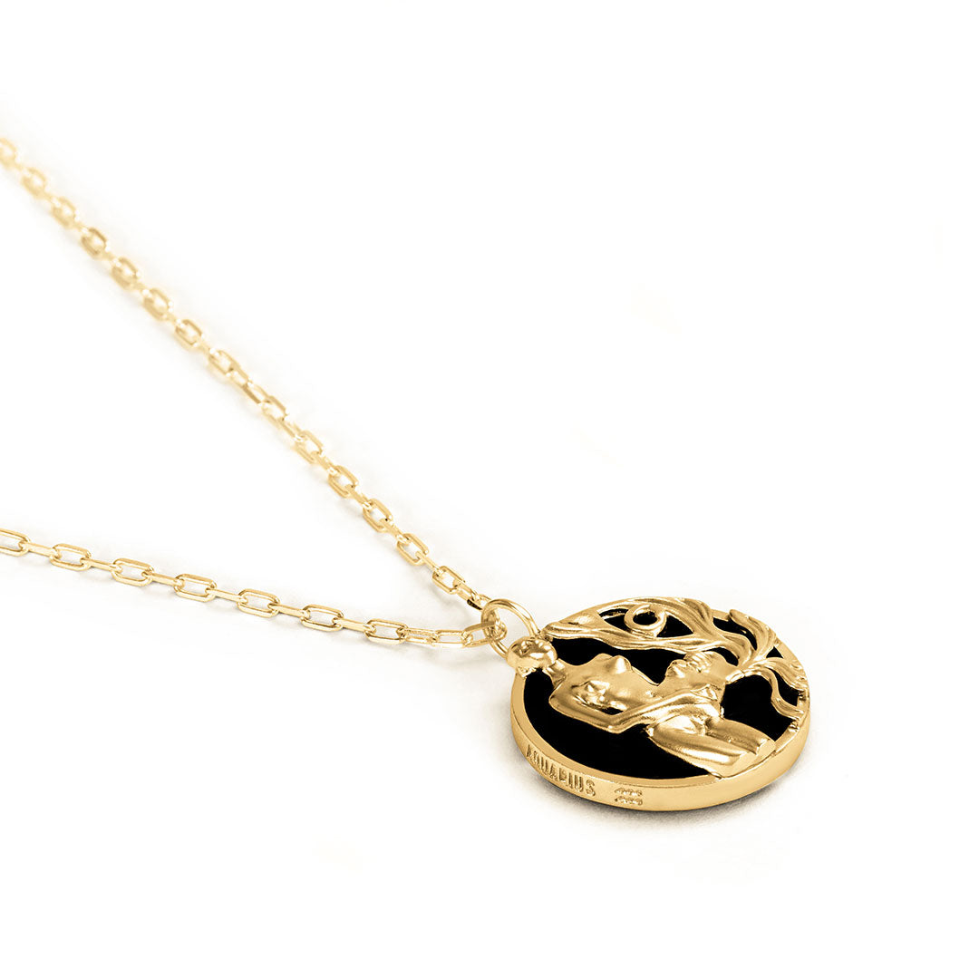 Paola Vilas zodiac necklace of Aquarius in sterling silver with 18k gold plating