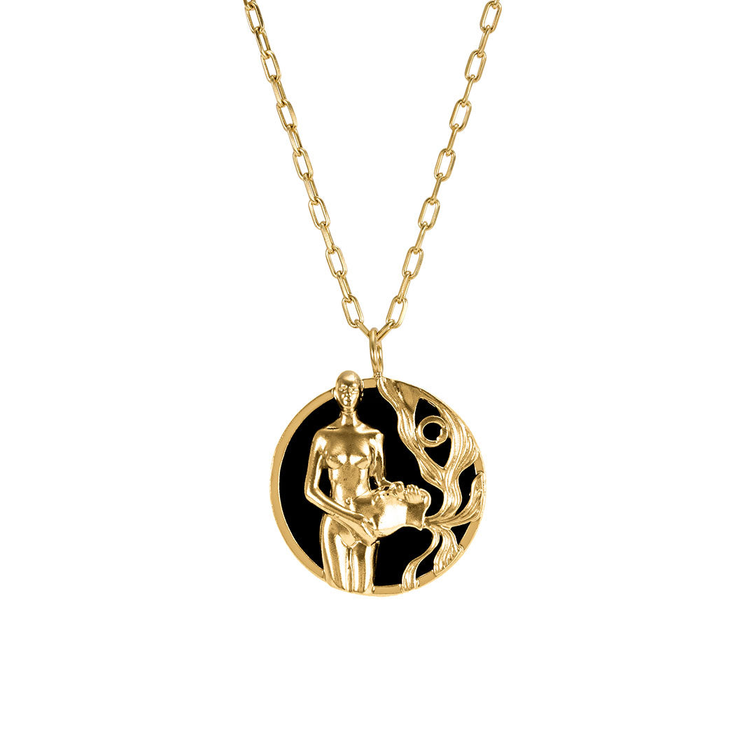 Aquarius sign necklace in sterling silver with 18k gold plating