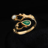 Nós Emerald and Diamond 18k Gold Ring