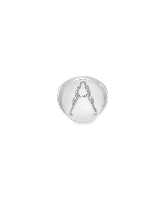 Sterling silver chevalier ring of the letter A