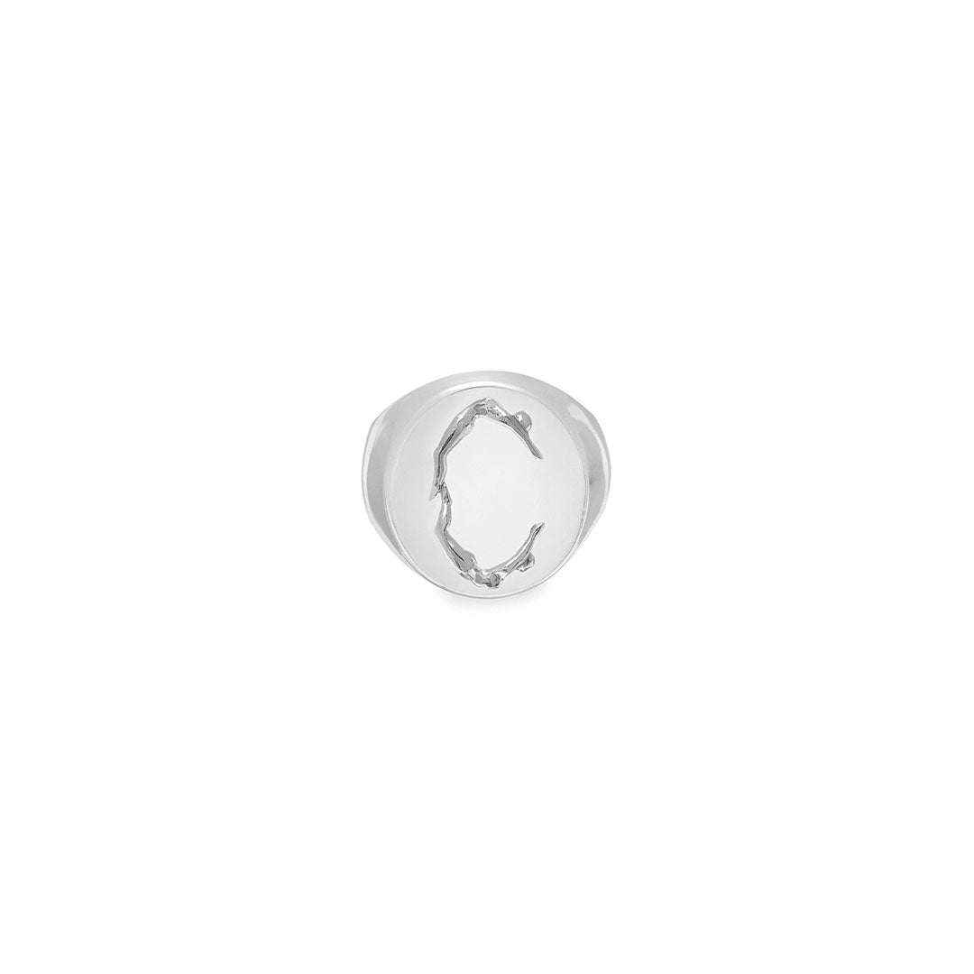 Sterling silver chevalier ring of the letter C