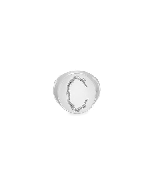 Sterling silver chevalier ring of the letter C