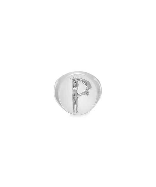 Sterling silver chevalier ring of the letter P