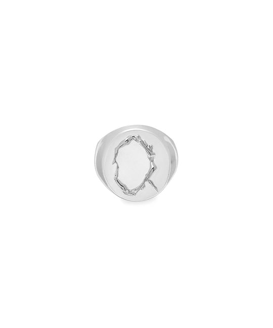 Sterling silver chevalier ring of the letter Q