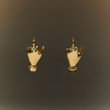 Sterling silver middle finger earring with 18k gold plating and emeralds