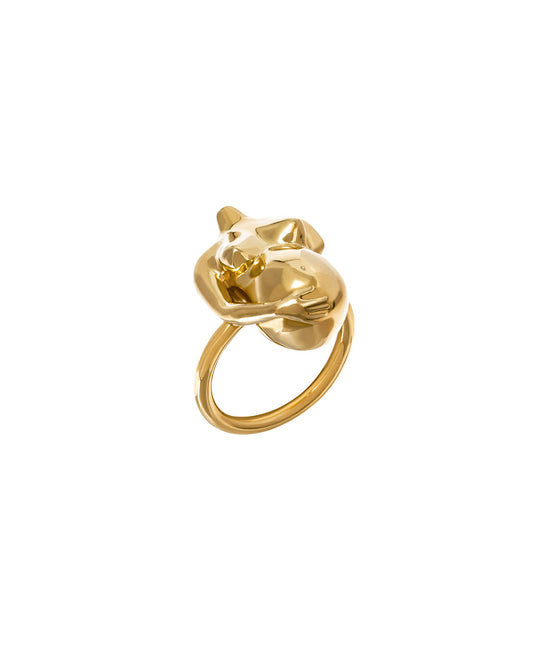 Pregnant woman ring in sterling silver with 18k gold plating