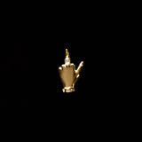 Mini hand earring with middle finger in 18k gold adorned with diamond