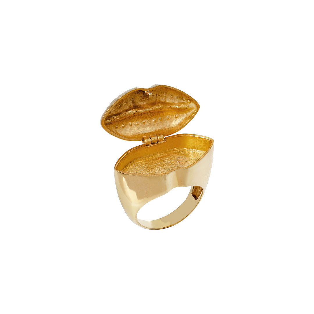 Chevalier ring with a secret compartment in sterling silver and 18k gold plating