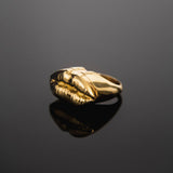 Chevalier ring of a mouth with a compartment in sterling silver and 18k gold plating