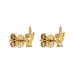 Paola Vilas earrings in 18k gold with mini middle finger and diamonds