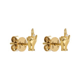 Paola Vilas earrings in 18k gold with mini middle finger and diamonds