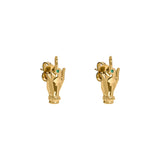 Paola Vilas middle finger earring in sterling silver with 18k gold plating and emeralds