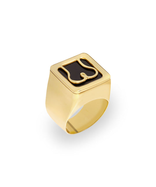 Chevalier ring in sterling silver with 18k gold plating of a minimalistic butt