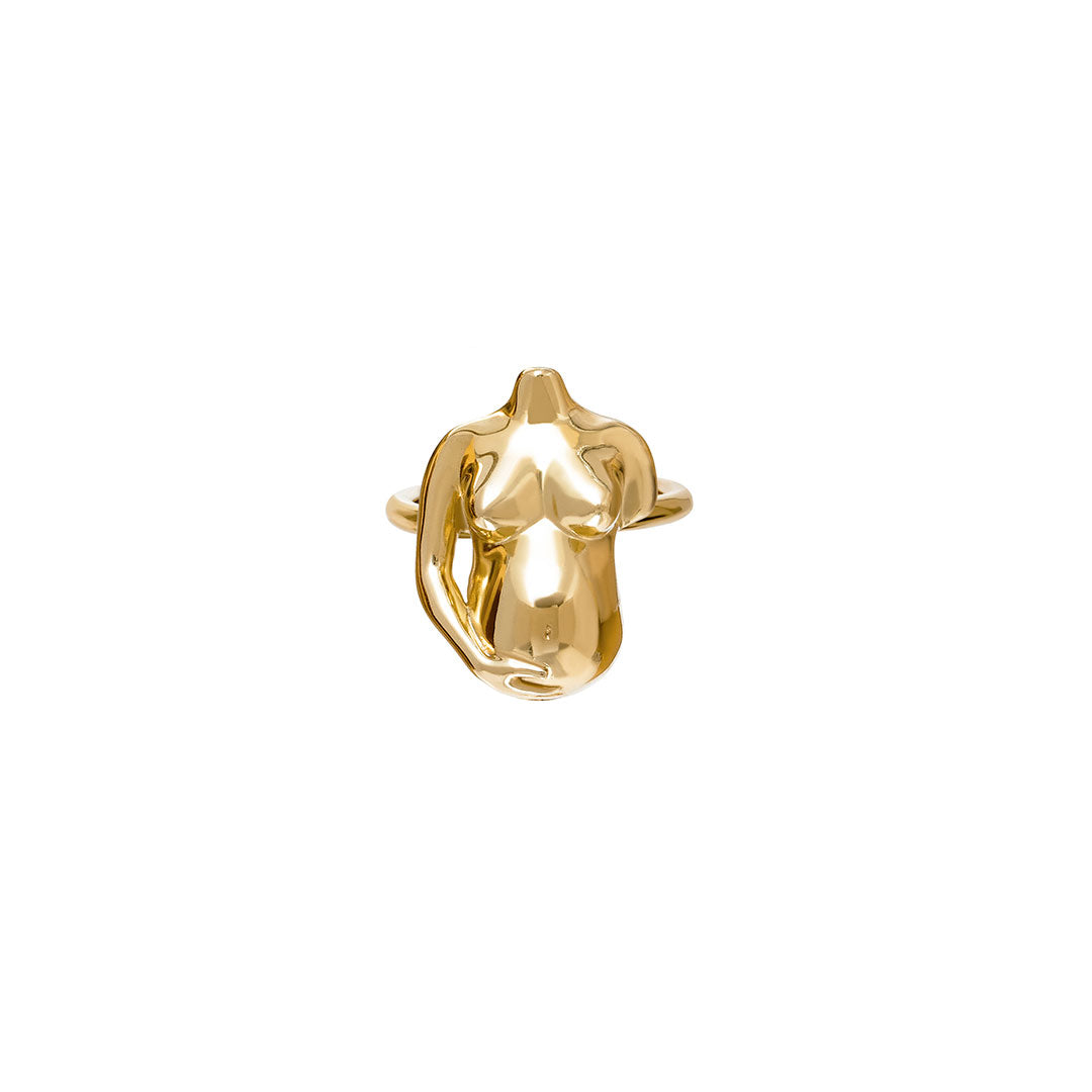 Sterling silver ring with 18k gold plating of a pregnant woman