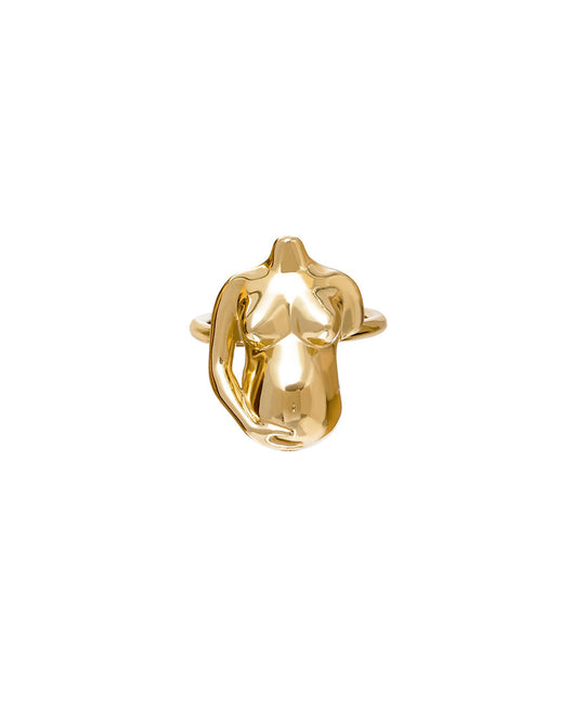 Sterling silver ring with 18k gold plating of a pregnant woman