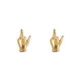 Paola Vilas middle finger earrings in 18k gold and diamonds
