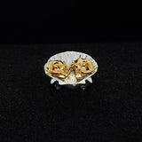 Paola Vilas sterling silver ring with 18k gold plating of a shell with women