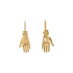 Paola Vilas hand-shaped earring in sterling silver with 18k gold plating and emerald