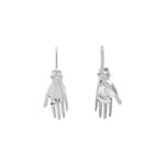 Paola Vilas hand-shaped earring in sterling silver with emerald