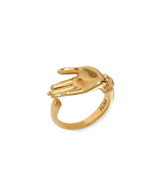 Paola Vilas palm ring in sterling silver with 18k gold plating