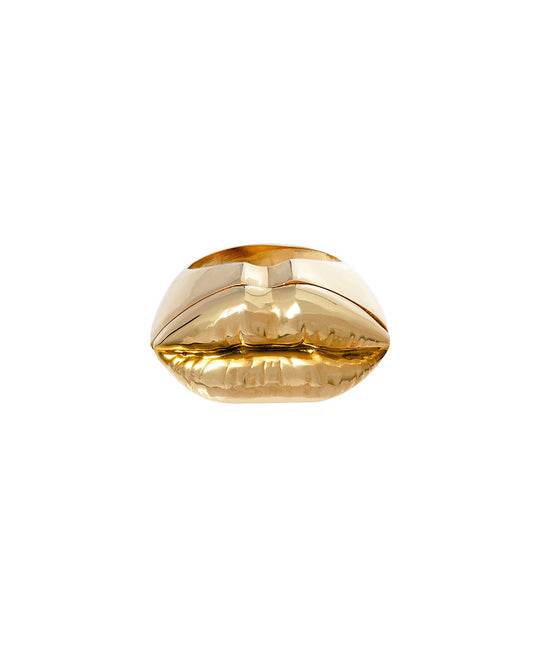 Paola Vilas chevalier ring of a mouth in sterling silver and 18k gold plating