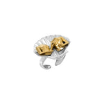 Shell ring with women in sterling silver and 18k gold plating