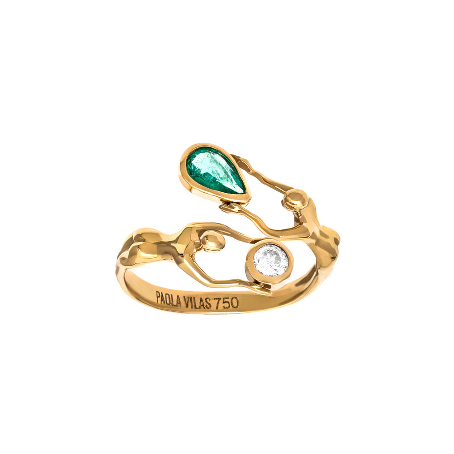 Nós Emerald and Diamond 18k Gold Ring