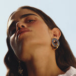 Paola Vilas, earrings, Constantin, gold, marble, hoop